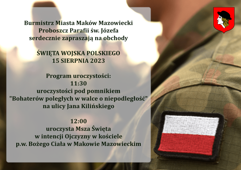 Zaproszenie na obchody Święta Wojska Polskiego