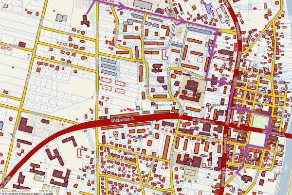 Mapa z trasą Orszaku Trzech Króli