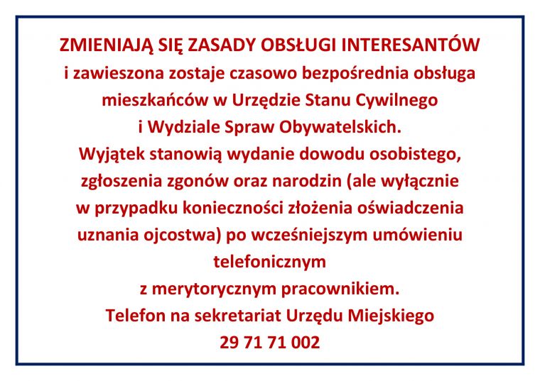 Zmieniają się zasady obsługi interesantów USC i WSO