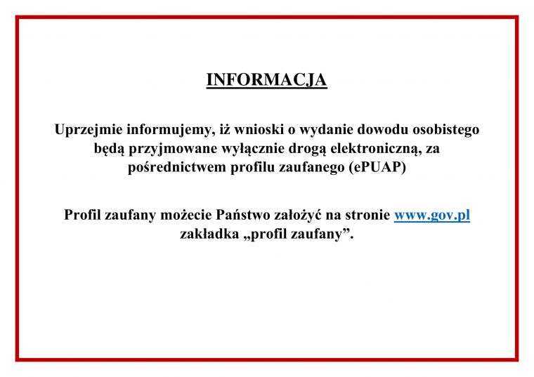 Wnioski o wydanie dowodu osobistego wyłącznie przez ePUAP