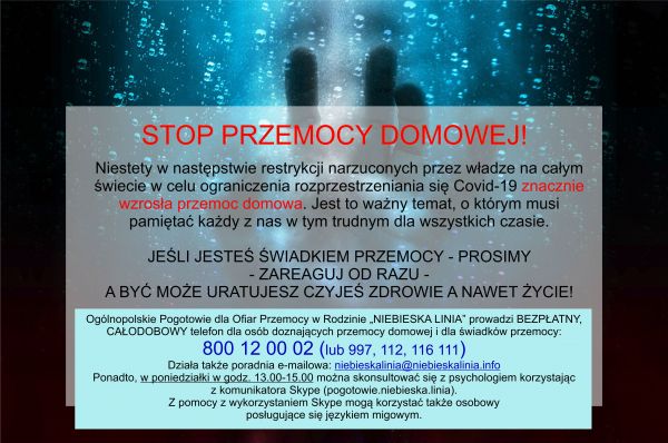 alt="grafika informująca o danych teleadresowych gdzie szukać pomocy w związku z przemocą domową"