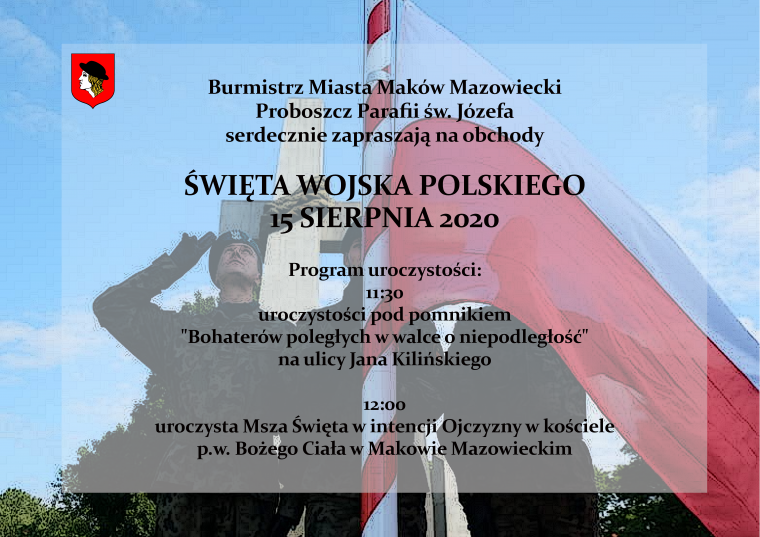 "Grafika dotycząca obchodów święta wojska polskiego, 15 sierpnia rozpoczęcie uroczystości pod pomnikiem przy ul...