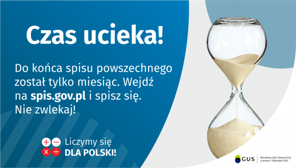 Na grafice jest napis: Jak spisać się szybko? Wypełnienie formularza zajmuje kilka minut. Wejdź na spis.gov.pl i sprawdź!...