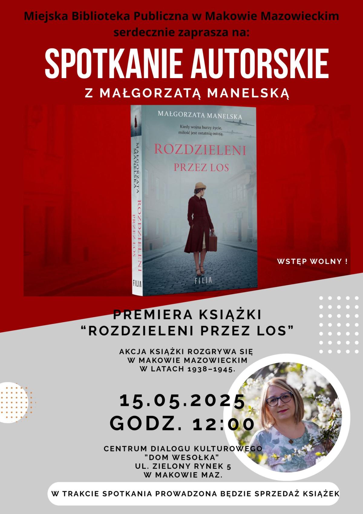 Zaproszenie na spotkanie autorskie z Małgorzatą Manelską