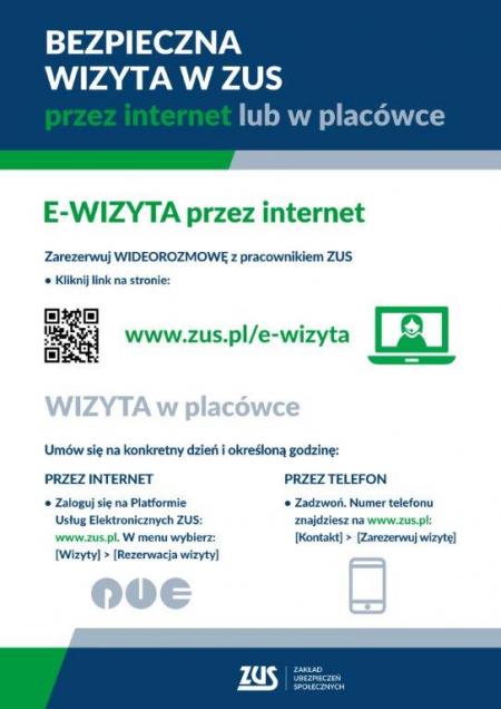 BEZPIECZNA WIZYTA W ZUS PRZEZ INTERNET LUB W PLACÓWCE