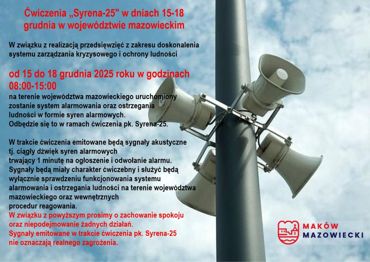 SYGNAŁY ALARMOWE W RAMACH ĆWICZEŃ "SYRENA-25"